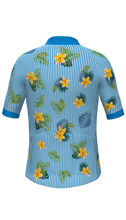 Lade das Bild in den Galerie-Viewer, Produktbild von hinten des Marissa Radtrikot im blau-weiß gestreiften Hawaii Look