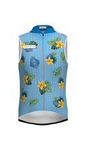 Lade das Bild in den Galerie-Viewer, Produktbild von blau-weißen Mirissa Radweste im Hawaii Blumen Stil
