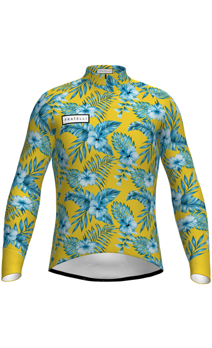 Produktbild zeigt Cocoa Hawaii Langarmtrikot gelb blau